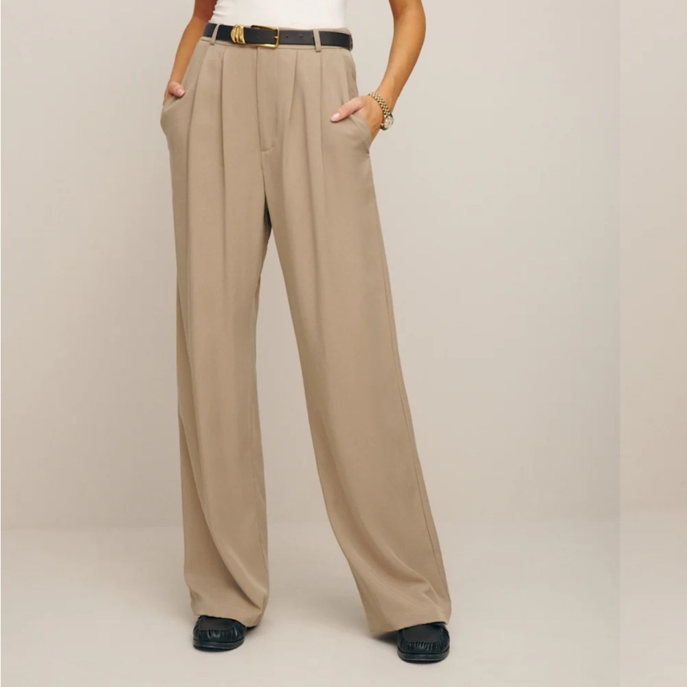 Reformation Khaki Wide-Leg Pants